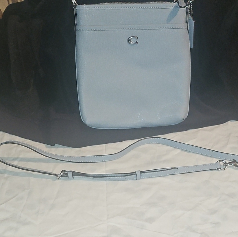 Coach Blue Crossbody Bag with Minimalist Design. Excellent Condition